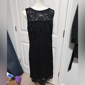 White House Black Market Black Lace Midi Dress